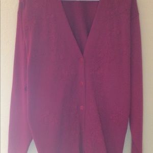 Casual Corner embroidered button up sweater